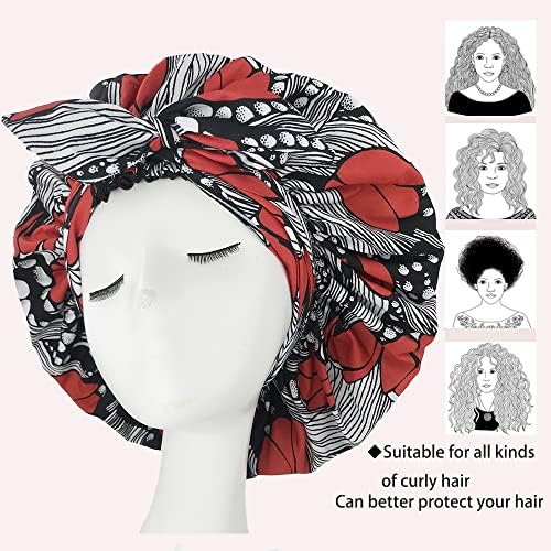 Saten -poklopac za žene svileni poklopac za kovrčave, kosa za kosu za crne žene afrički omotač glave za dugu kosu pletenice