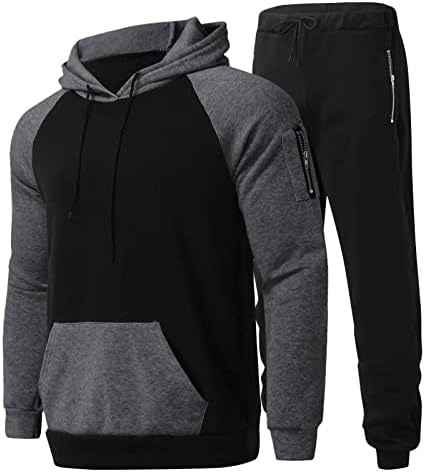FSAHJKEE Znojno odijelo za muškarce, Sweatsuits Postavlja trening za čišćenje trčanja s džepovima staza znojnici