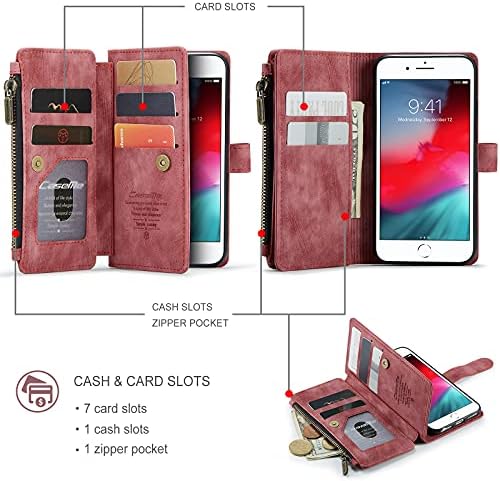Torbica za novčanik od 7 do 8 do 8, ručno izrađena torbica za telefon od PU kože, pretinci za kartice, džep s patentnim zatvaračem