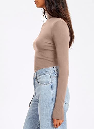 Sandery ženska košulja s dugim rukavima s dugim rukavima Lagana tanka pulover rebrasta košulja aktivna sloja košulje