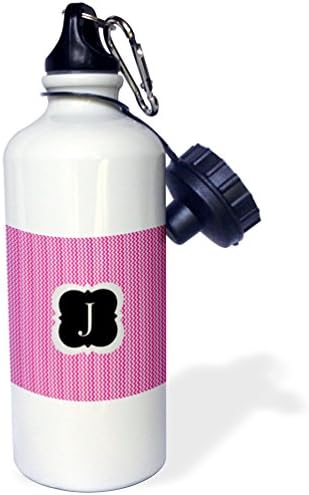 3Drose ružičasta i siva chevron monogram inicijal j Sportska boca vode, 21 oz, bijela