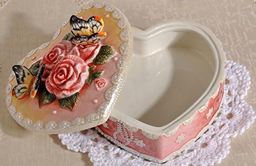 Dekoracije za uređenje doma: /kutija za nakit u obliku srca s ružom i leptirom / Ukrasna kutija / kutija za nakit