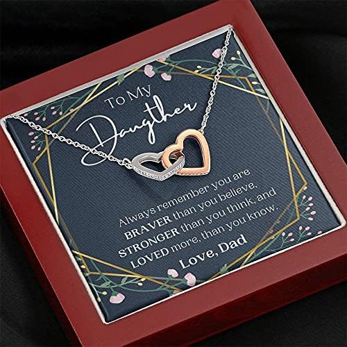 Nakit s porukama, ručno izrađena ogrlica- Ogrlica za isključivanje srca, uvijek zapamtite da ste voljeni, rođendanski poklon za kćer,