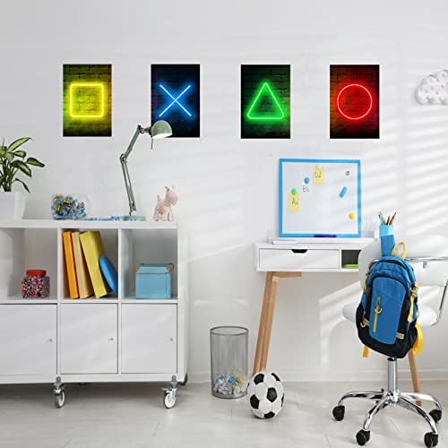4 PCS neonski dekor za dječake sobe drvene sobe drvene video igre zid art print Gamer viseći plaketi zidni dekor za dječake dječje