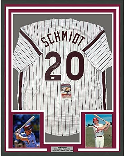 Uokvireni autogramirani/potpisani Mike Schmidt 33x42 Philadelphia Pinstripe Baseball Jersey JSA CoA
