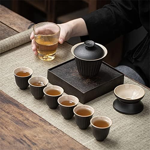 Ganfanren dan crni keramički kung fu čaj set kućni ured keramički čaj set čajnog čajnika set