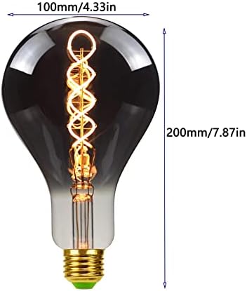 4 vata velika LED Vintage predimenzionirana žarulja Topla bijela 2700 mm dimno siva staklena spiralna fleksibilna žarulja 9110 ukrasna