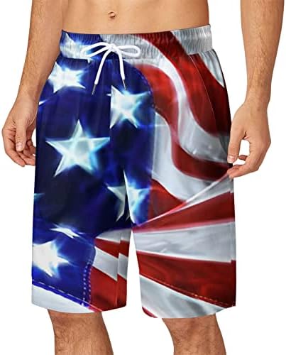 Plus size muške ljetne hlače s vezicama u struku i džepovima, široke sportske ravne kratke hlače za plažu, Dan neovisnosti