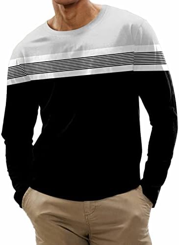 Muški modni casual sportski prugasti šivanje digitalnog tiska majice okrugli vrat majica s dugim rukavima majica