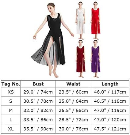 Osasdo žene lirički moderni suvremeni plesni kostim leotard v-izrez bez ikakvog podijeljenog til suknje flowy prekrivačka haljina