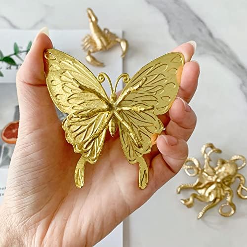 Pewery Gold Mini leptir figurica, čvrsti metalni ukras za životinje, Mini leptir skulptura za kućni ured vrt dekor radne površine