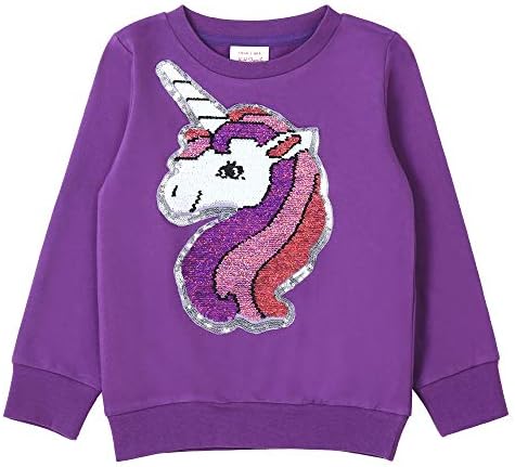 Majica s kapuljačom za djevojčice Unicorn flip Unicorn francuski frotir pulover s okruglim vratom s dugim rukavima dječja gornja odjeća