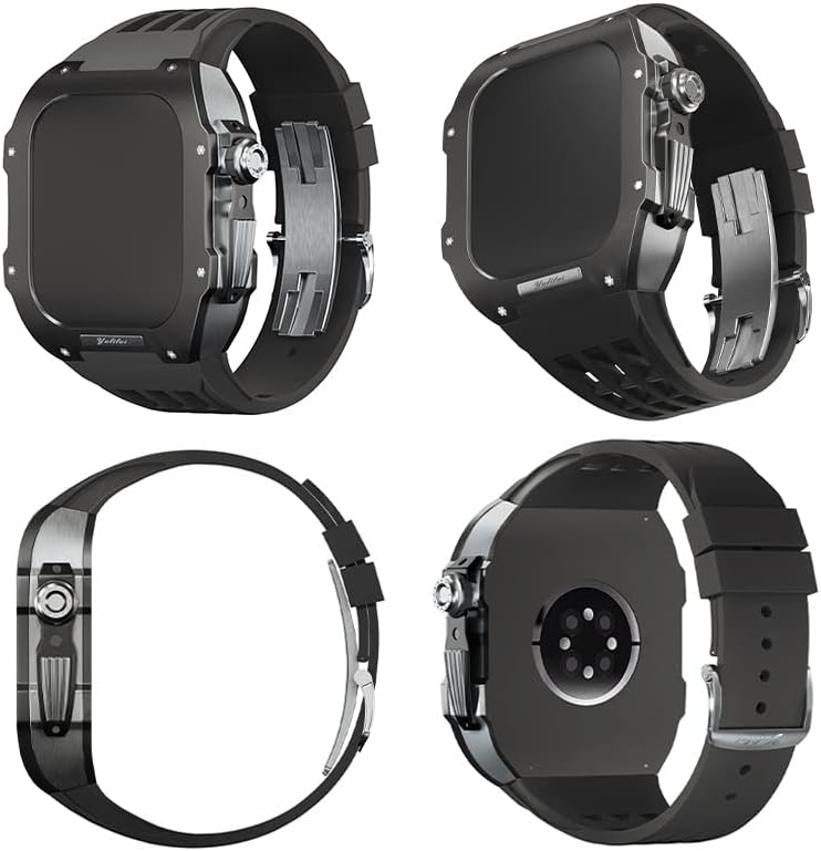 Kanuz gumeni pojas Titanium Bezel za Apple Watch 6/5/4/SE Apple Mod Pribor za zamjenu Titanium luksuzni slučaj kompatibilan s IWATCH