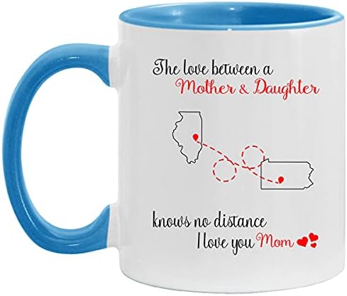 Šalice za kavu za Majčin dan dvije države - Personalizirane šalice za Majčin dan pokloni za mamu od kćeri/sina šalica kave 11oz 15oz