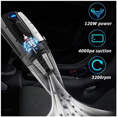 WQZCW CAR Vacuum Cleaner Multi funkcije za čišćenje automobila za čišćenje automobila + pumpa za napuhavanje s digitalnim zaslonom