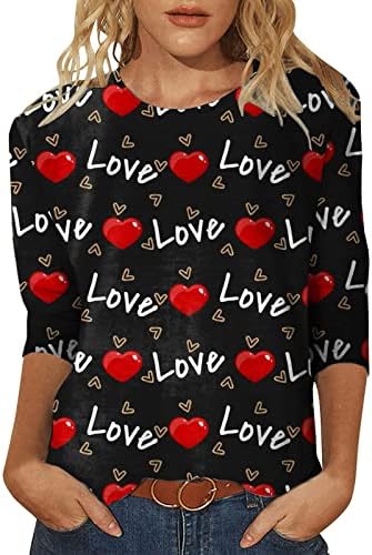 Ženske majice s kratkim rukavima Za Valentinovo, modne Ležerne svečane bluze s okruglim vratom s printom ljubav