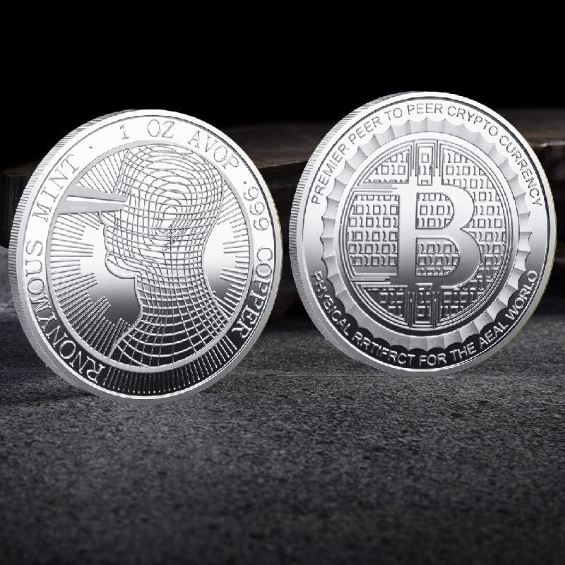 Novi 40 mm * 3 mm glava bitcoin virtualni novčić digitalna valuta komemorativni novčić metal zanate zlatni novčići srebrni kovanice
