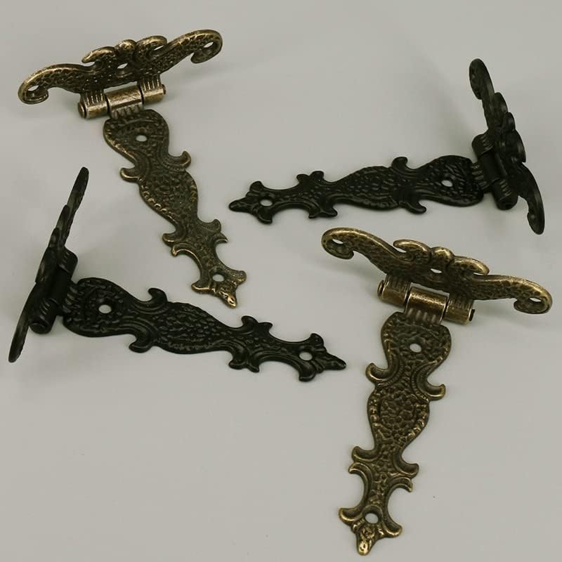 2PCS ANTIČKI SAVJETNI T -HINGES, brončane/crne ukrasne šarke retro rezbareni hardver za vrata ormarića ormarića i kutija nakita -