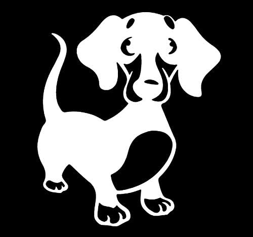 Dahshund Dog MKR naljepnica naljepnica Vinyl | Kamioni za automobile Vans Zidovi Laptop | Bijelo | 5,5 x 4,7 u | MKR1103