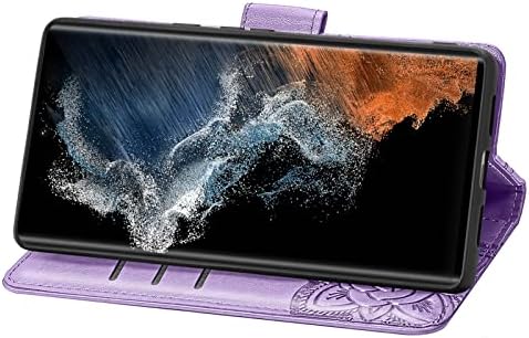 Torbica-novčanik Monwutong za Samsung Galaxy S23 Ultra, flip torbica od umjetne kože s 3D slikom leptira s magnetskom kopčom i uredima