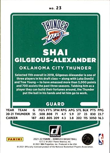 2021-22 Donruss 23 Shai Gilgeous-Alexander Oklahoma City Thunder košarka NBA
