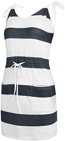 Haljina bez rukava za ženske jesen ljeto 2023 Moda modni pamuk v vrat grafička prugasta haljina 6i 6i