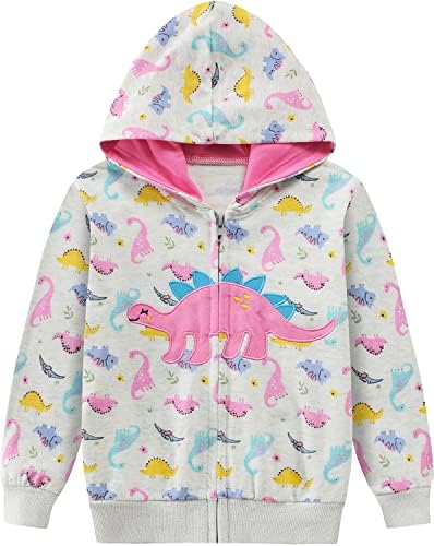 DDSOL Toddler Girl Zip Up Hoodie Dinosaur jakna s kapuljača Srce Twichirt Fall Winter Kid Dugi rukavi košulja pulover vrh