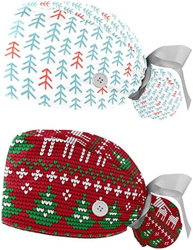 Podesiva radna kapa s gumbima vintage božićni elementi snjegovića božićno drvce kirurški elastični zavoj krava