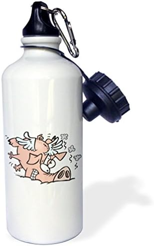 3Drose Smiješno sudar slijetanje leteće svinje Sportska boca vode, 21 oz, bijela