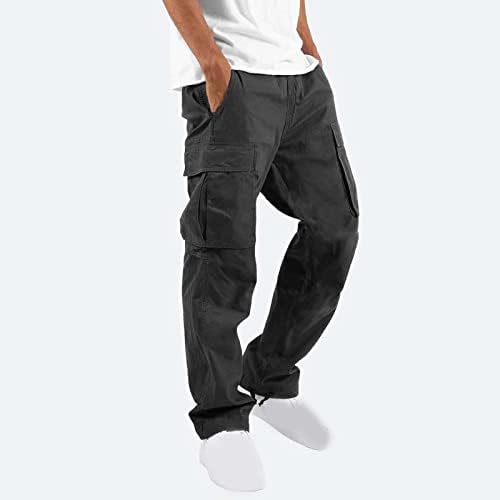 HOT6SL teretne hlače za muškarce, muškarci solidni povremeni višestruki džepovi crtanje elastičnih hlača hlače joggers Sweatpants