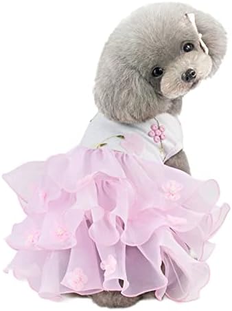 Qwinee pse haljine kućni ljubimci cvjetna mreža psa tutu haljina rođendan vjenčanje pasa odjeća za mačje štene mali srednji pas ružičasta