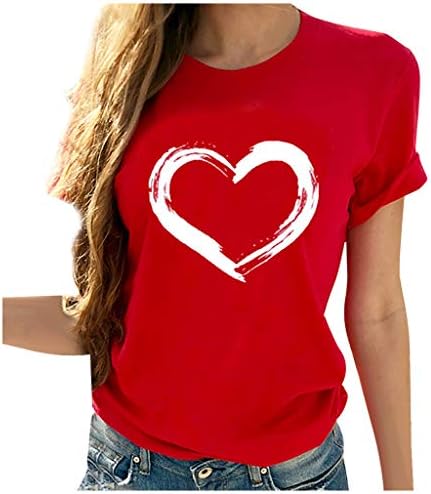 Ležerna majica za žene Slatka srca Print majice okrugli vrat kratki rukavi bluza obična ljetna majica vrhova