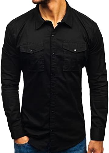 Muška vojna gumba up košulja Čvrsta planinarski teret dugih rukava košulje povremene dvije džepne flanelne košulje