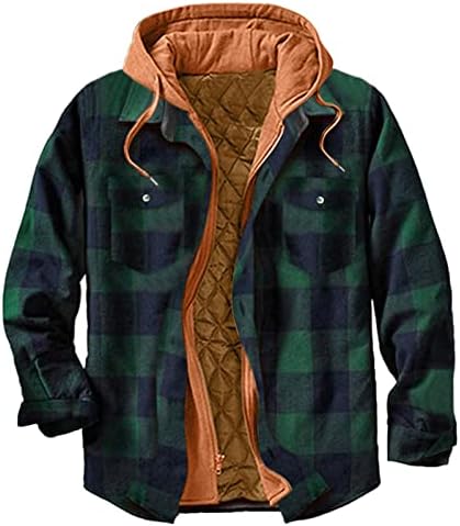 Jakne za jakne za muškarce velike i visoke kapuljače s dugim rukavima flanel košulja jakna prekrivena obložena zadebljana termalna