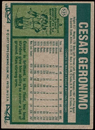 1977. Topps 535 Cesar Geronimo Cincinnati Reds vg Reds