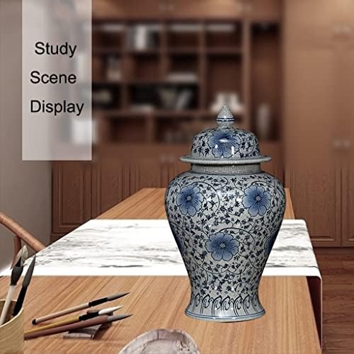 Jingdezhen Antikni porculanski đumbirski staklenki s poklopcem s poklopcem, ukrasna keramička vaza za kućni dekor, ukras za cvjetni