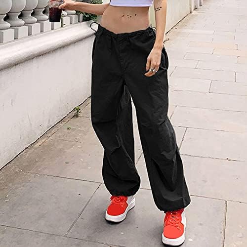 Sport saloni jesenski vrećački jogger womans solidne vintage duge prozračne hlače s džepovima ravno