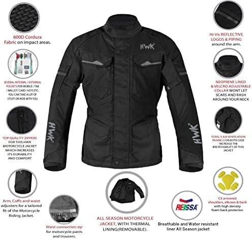 HWK motociklistička jakna za muškarce avantura/turneja s tekstilnom tkaninom Cordura za jahanje motocikla i zaštite od udara oklop