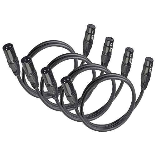 Jindaaudio DMX kabeli, 1,2m/3,94ft XLR kabel, 3 pin DMX kabel mužjak i ženska osoba, DMX Terminator 3 Pin XLR za scensku svjetlost