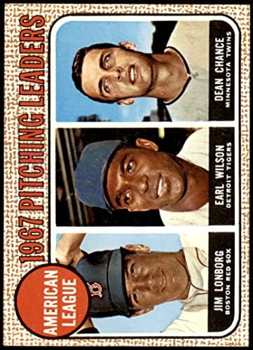 1968. Topps 10 cor al pitching vođe Dean Chance/Jim Lonborg/Earl Wilson Red Sox/Tigers/Twins NM/Mt Red Sox/Tigers/Blizanci