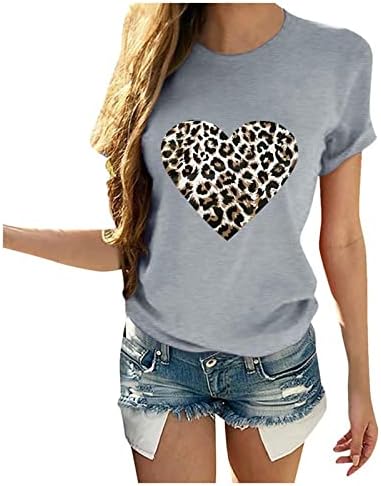 Žene vole srce grafičke majice Košulja kratke rukave majice redovna fit tunika bluza slatka smiješna poklon odjeća 2023