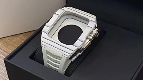 Aemall komplet za modifikaciju satova od karbonskih vlakana za Apple Watch 7 45 mm slučaj Carbonfiber, za 6 SE 5 4 44 mm Fluoro gumeni