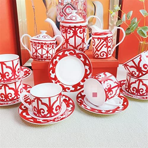 Generička razlika u crvenoj mreži s kost Kina Europska čaša za čaj i tanjur popodnevni čajnik set čaša za čašu kućanstvo