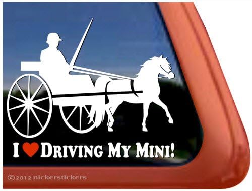 Volim voziti svoj mini! Minijaturna konja prikolica vinilna naljepnica prozora