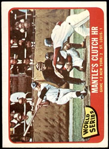 1965. Topps 134 1964 World Series - Igra 3 - Mantle's Clutch HR Mickey Mantle/Barney Schultz/Tim McCarver St. Louis/New York Cardinals/Yankees