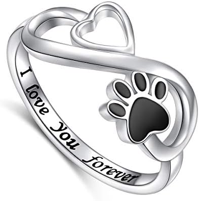 Daochong štene ljubitelji kućnih ljubimaca Paw Print prsten Ljubav srce 925 Sterling Silver Animal Ring Pet Animal Nakit Ljubav pas