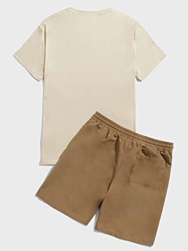 FIOXA Dvodijelna odjeća za muškarce Men Letter Graphic Tee & DrawString struka kratkih hlača