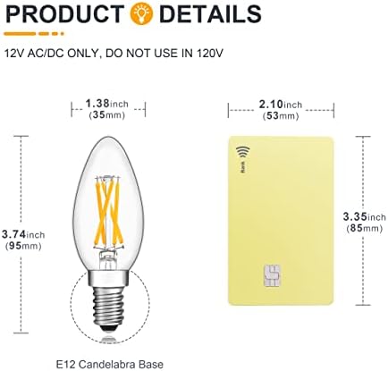 Niskonaponske led žarulje TOKCON 12V - Meko toplo bijela 2700 K - 4 W E12 B11 12 volt žarulje-svijeće i 2 W E26 12 volt žarulje-cijev