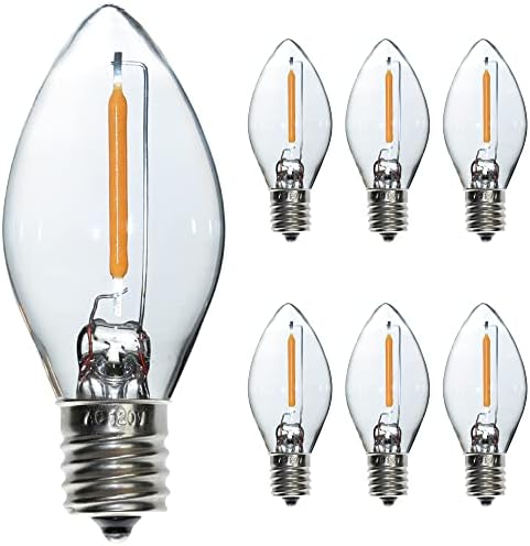Zamjenjiva Mini LED svjetiljka od 6 do 7, 0,5 vata jednaka 5 vata, Topla bijela Edison žarulja sa žarnom niti 2700 K, baza kandelabra