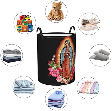 Virgen de Guadalupe Cvijeće Djevice Marije košara za rublje okrugle košare za pohranu sklopiva košara za spavaću sobu košara za kupaonicu
